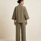 The Verona Linen Wide-Leg Pants - Olive