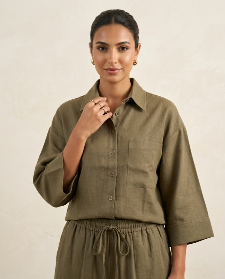 The Verona Linen Set - Olive
