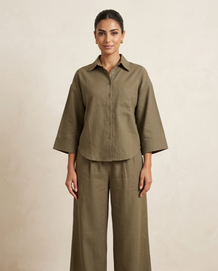 The Verona Linen Shirt - Olive