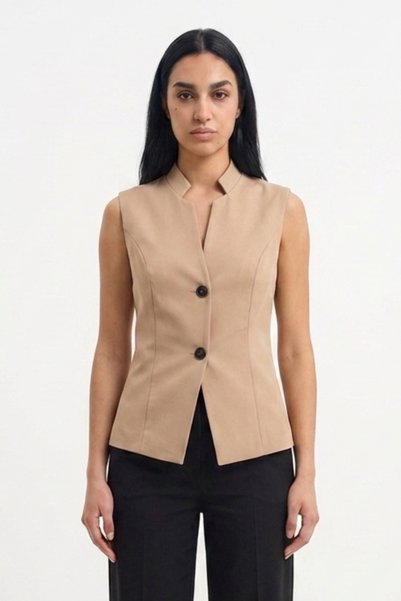 The V-Line Beige Vest