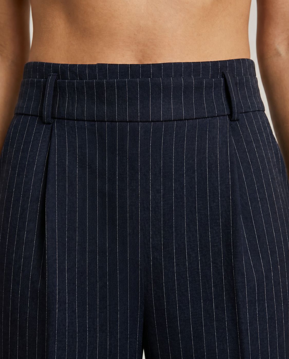 The Madison Pinstripe Wide-Leg Trousers