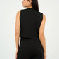 Black Classic Vest & Pleated Straight Pants Set - Hushy Wear