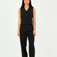 Black Classic Vest & Pleated Straight Pants Set - Hushy Wear