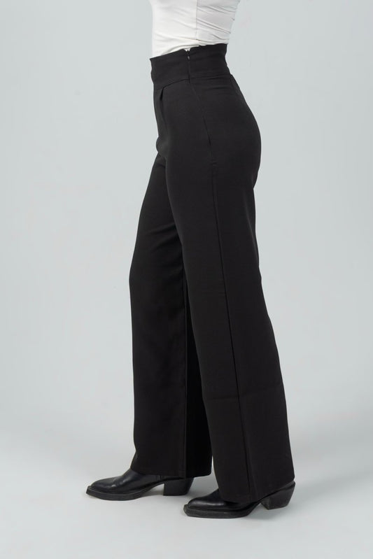 Black High - Waist Classic Trousers - Hushy Wear