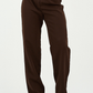 Brown Pleated Straight - Leg Trousers - Hushy Wear