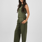 Button Down Sleeveless Top in Olive Green - Hushy Wear