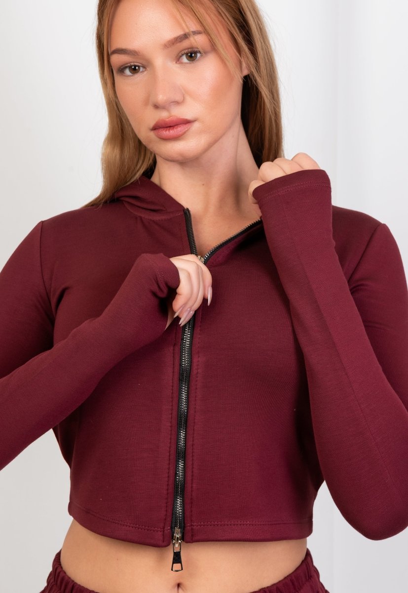 Double Zip Top – Burgundy - Hushy Wear