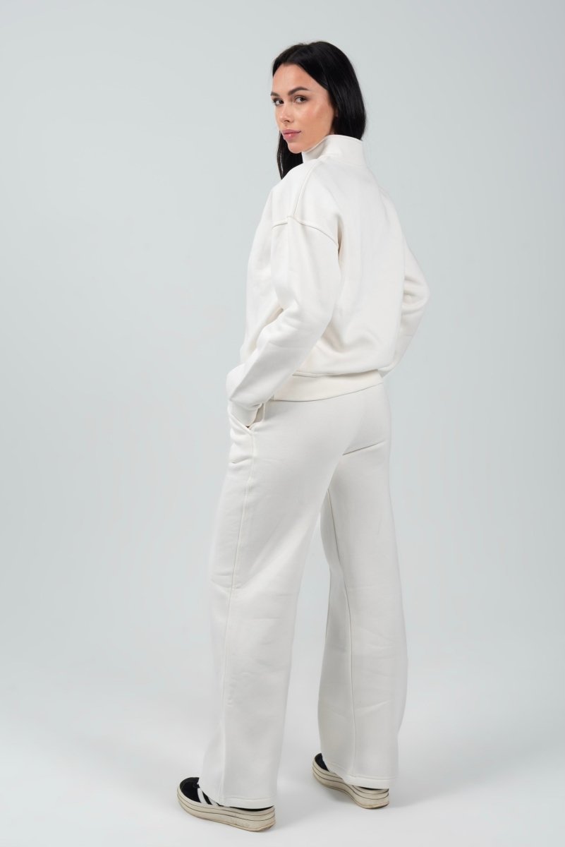 Half - Zip Lounge Top – Off - White - Hushy Wear