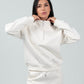 Half - Zip Lounge Top – Off - White - Hushy Wear