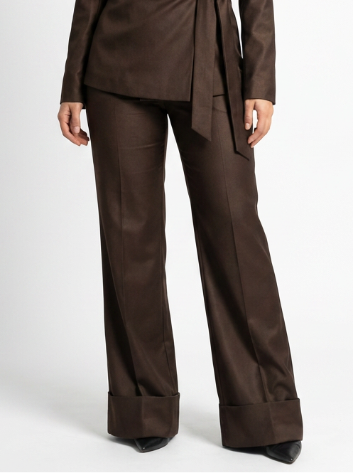 Elegant Wide-Leg Trousers – Brown