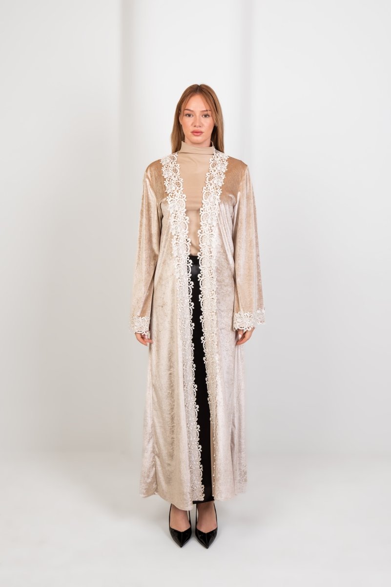 Hushy Velvet Kaftan - Beige - Hushy Wear