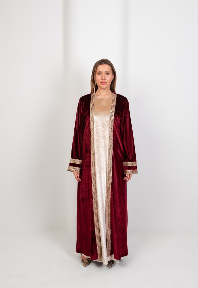 Hushy Velvet Kaftan - Burgundy - Hushy Wear