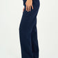 Navy Pleated Straight - Leg Trousers - Hushy Wear