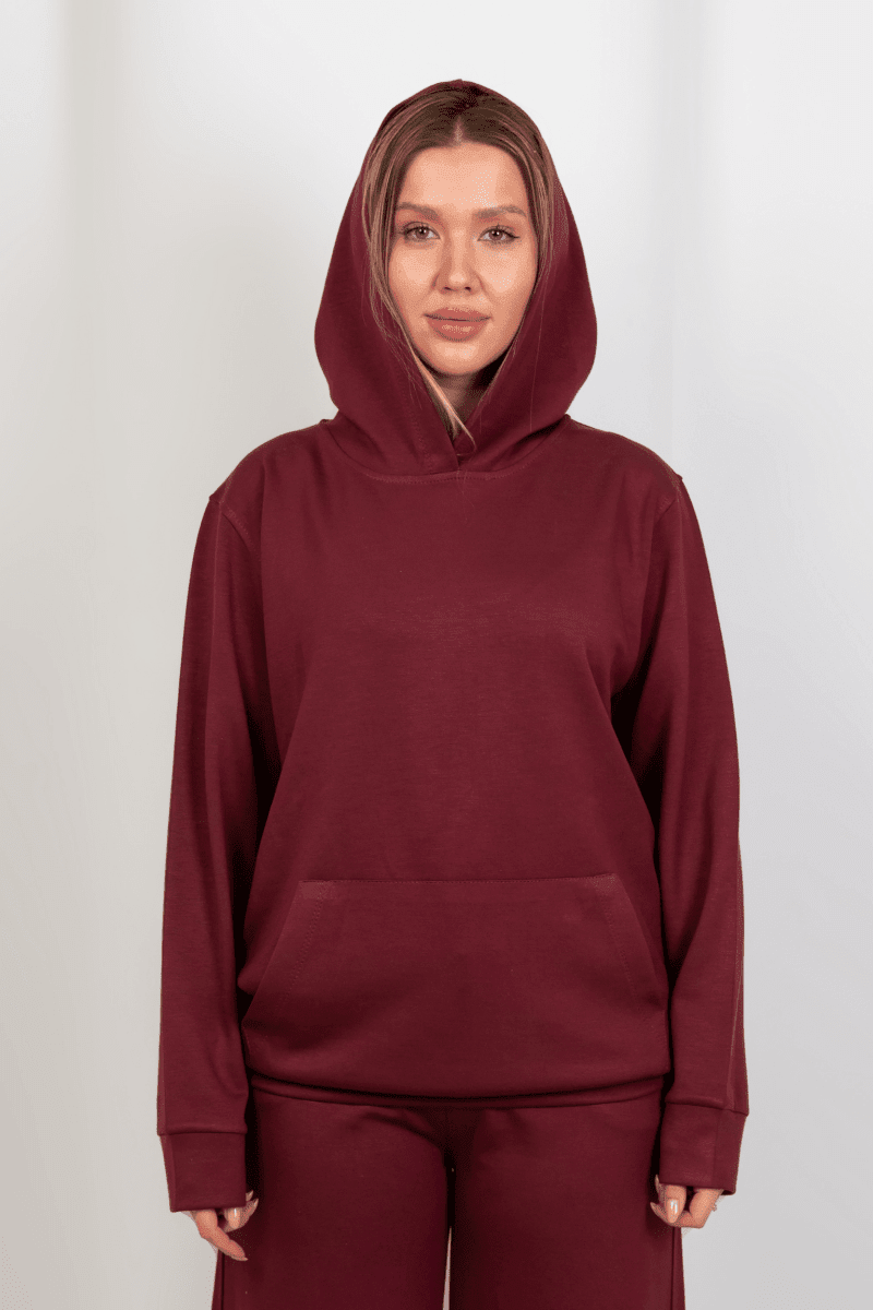 Oversized Hoodie – Burgundy - Hushy Wear