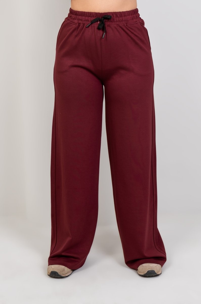 Relaxed Straight Sweatpants - Burgundy - Hushy Wear