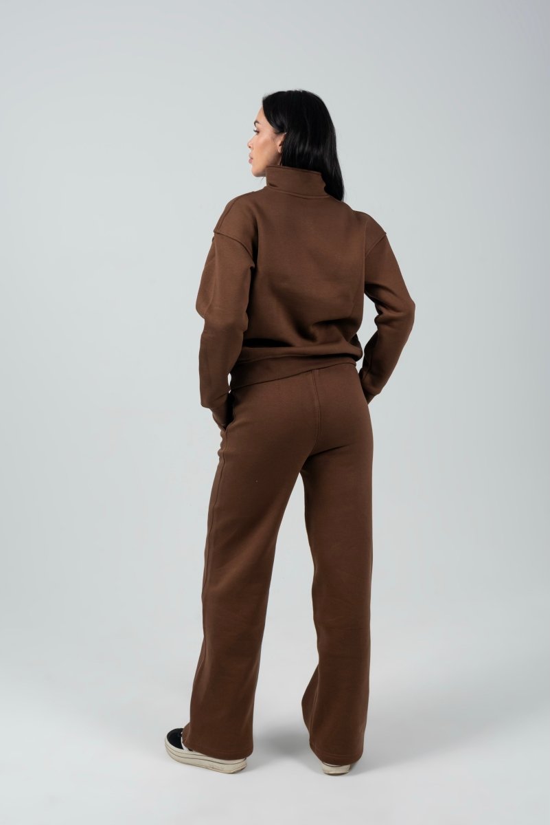 Wide - Leg Lounge Sweatpants – Mocha - Hushy Wear
