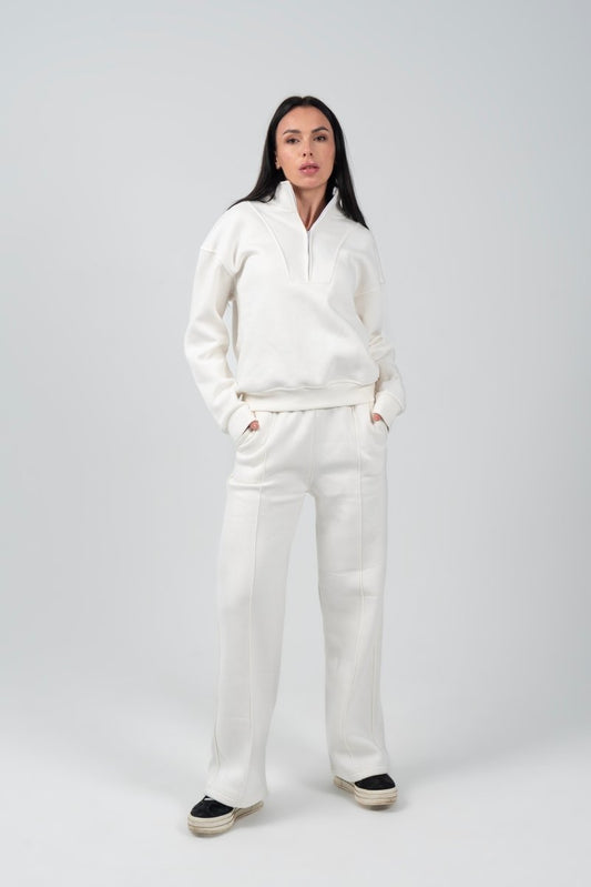 Wide - Leg Lounge Sweatpants – Off - White - Hushy Wear